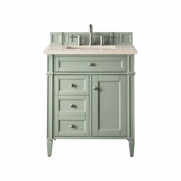 James Martin Vanities Brittany 30in Single Vanity, Sage Green, w/ 3 CM Eternal Marfil Quartz Top 650-V30-SGR-3EMR